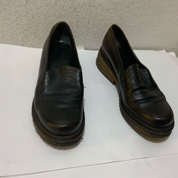 ROBERT CLERGERIE Paris brown leather Platform Loafers Shoes size 9 - Picture 1 of 12